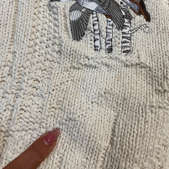 Vintage St. John's Bay sweater with chunky cable-stitched duck and goose - Picture 4 of 5